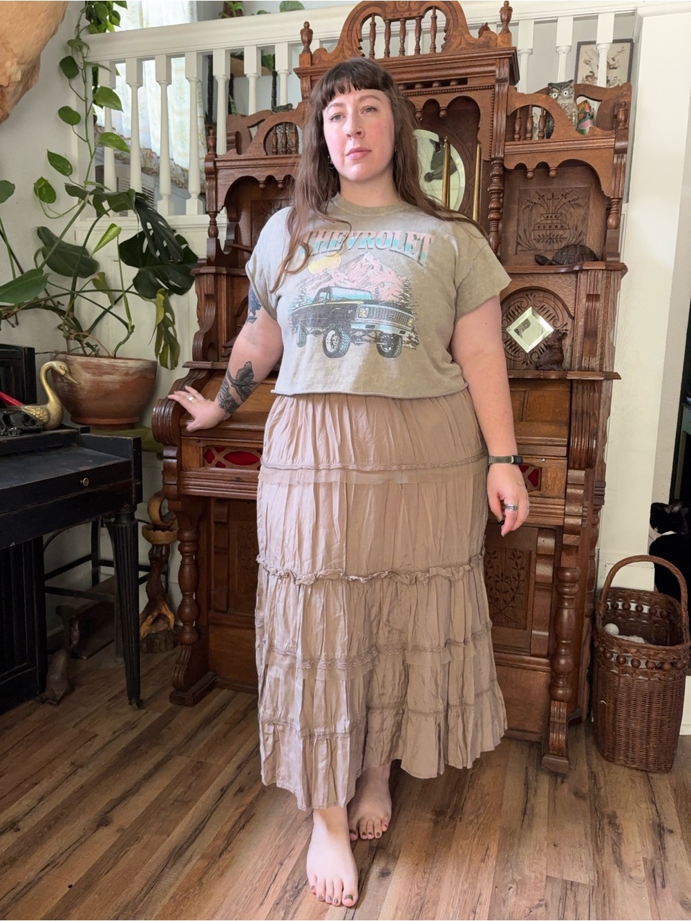 Beautiful viscose Fairycore boho festival cream skirt
